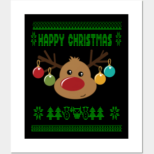 Reindeer ugly christmas sweater - family christmas, t-shirt, pjama top Posters and Art